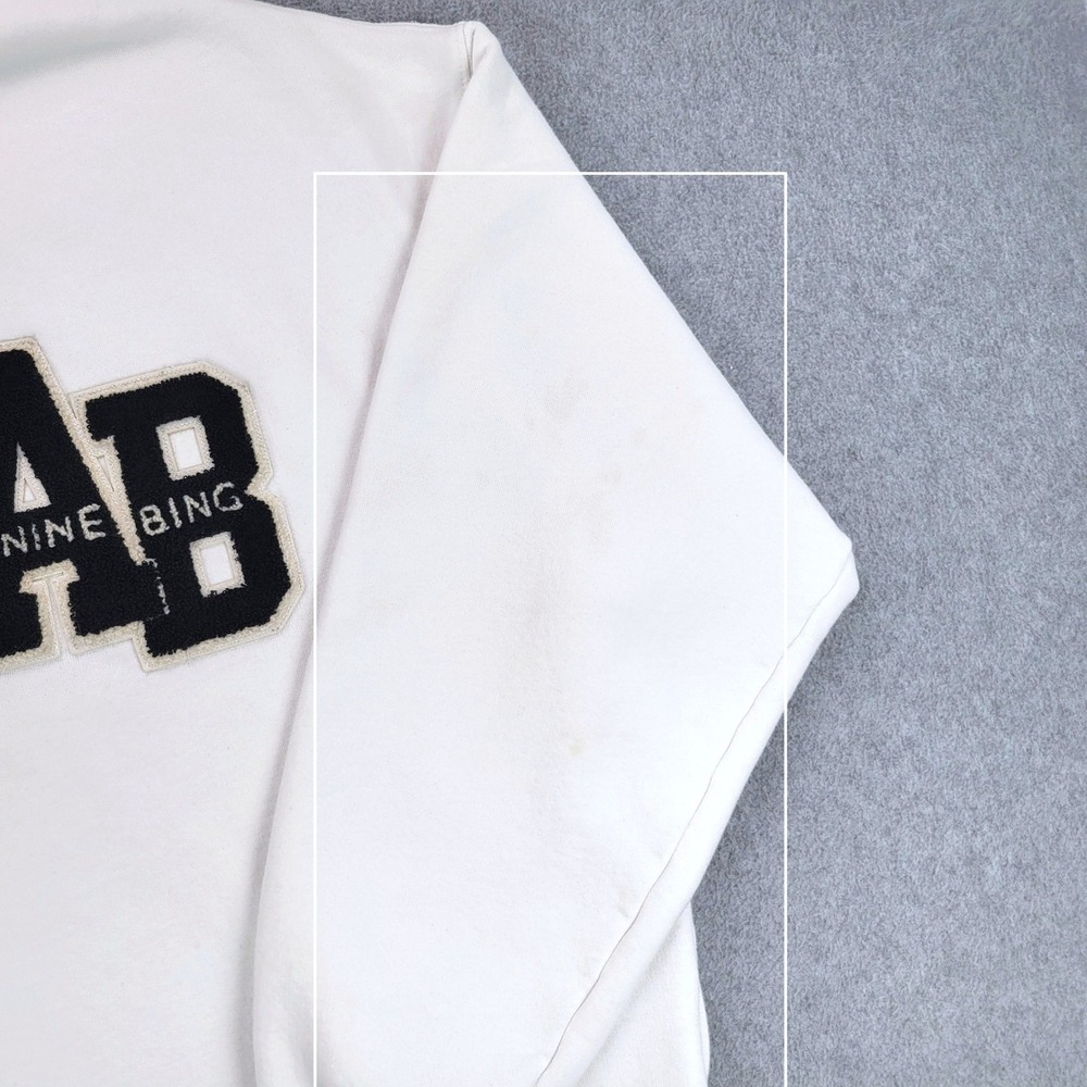 Anine Bing Varsity Sweatshirt Women XS White Chenille AB Patch Oversized Cotton - Picture 4 of 15